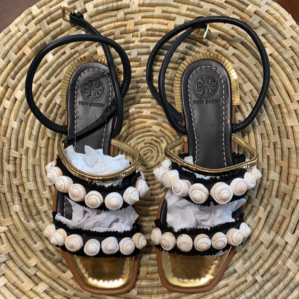 Tory Burch Sinclair Seashell Ankle Wrap Sandal - Picture 3 of 16